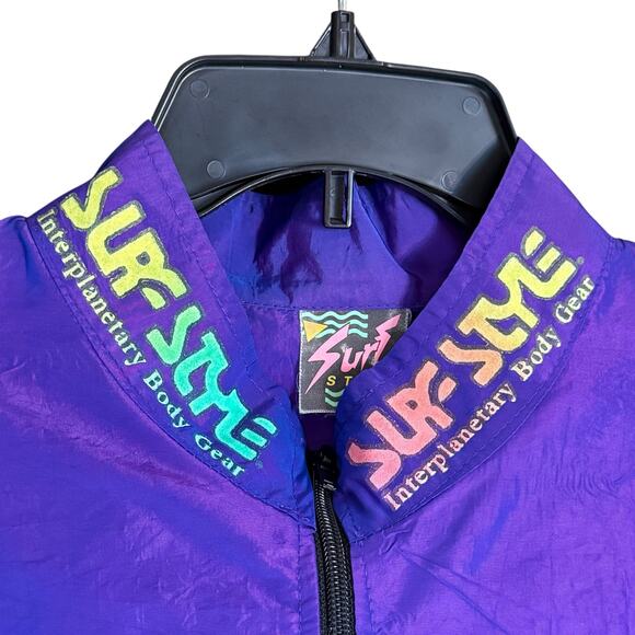 Fantastic Iridescent Purple Surf Style Vintage Windbreaker, One Size - Picture 4 of 11